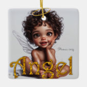 Brown Skin Baby Angel Keramikornament (Vorderseite)
