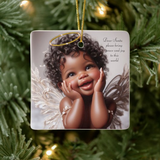 Brown Skin Baby Angel Keramikornament (Baum)