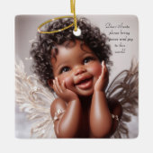 Brown Skin Baby Angel Keramikornament (Vorderseite)