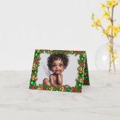 Brown Skin Baby Christmas Fairy Karte (Gelbe Blume)