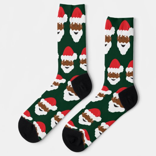 Brown Skin Black Santa Claus Weihnachten Socken (Linkes Detail)