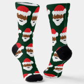 Brown Skin Black Santa Claus Weihnachten Socken (Gewinkelt)