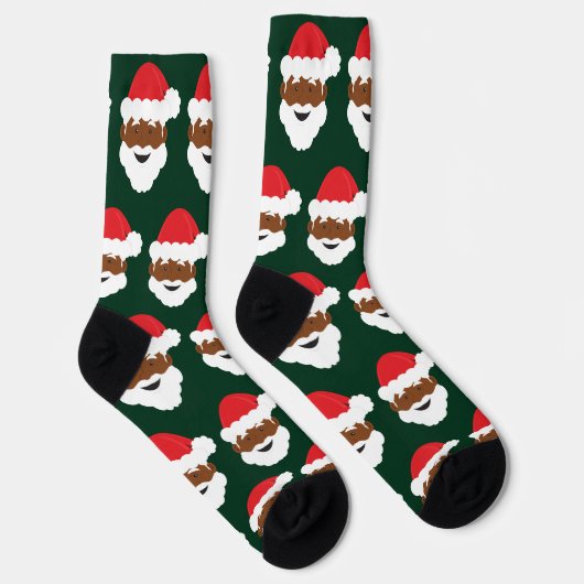 Brown Skin Black Santa Claus Weihnachten Socken (Rechts)