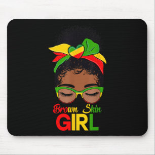 Brown Skin Girl Black Women Messy Bun Black Histor Mousepad
