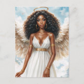 Brown-Skinned Angel With Halo Watercolor Postkarte (Vorderseite)