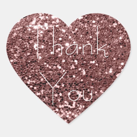 Brown Skinny Blush Glitzer Glam Danke Spark Herz-Aufkleber (Vorderseite)