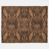 Brown Snake Skin Print Fleecedecke (Vorderseite (Horizontal))