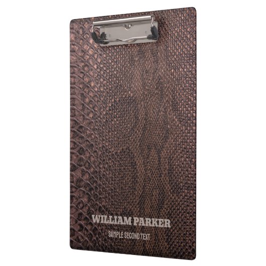 Brown Snakeskin Pattern Clipboard Klemmbrett (Links)