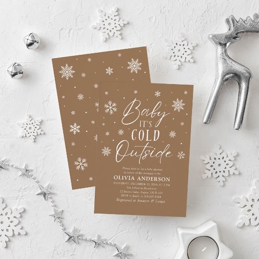 Brown Snowflake Baby Es ist kalt draußen Babydusch Einladung