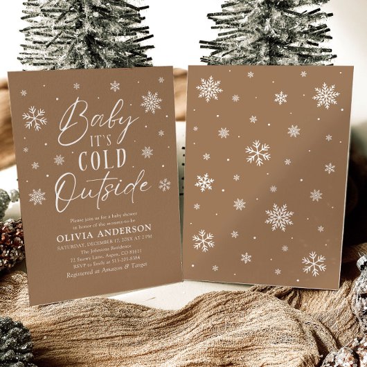 Brown Snowflake Baby Es ist kalt draußen Babydusch Einladung