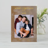 Brown Snowflake Christmas Modern Custom Photo Folieneinladung (Stehend vorne)
