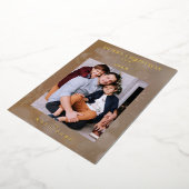 Brown Snowflake Christmas Modern Custom Photo Folieneinladung (Gedreht)