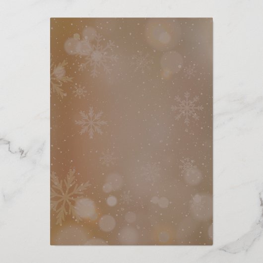 Brown Snowflake Christmas Modern Custom Photo Folieneinladung (Rückseite)