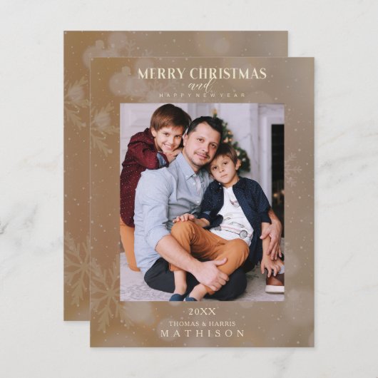 Brown Snowflake Weihnachten Modern Custom Foto (Vorne/Hinten)