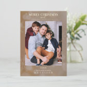 Brown Snowflake Weihnachten Modern Custom Foto (Stehend Vorderseite)