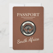 Brown South Africa Passport Wedding Einladung (Rückseite)