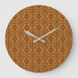 Brown Southwestern Style Pattern  Große Wanduhr