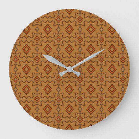 Brown Southwestern Style Pattern  Große Wanduhr (Vorderseite)