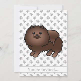 Brown Spitz Niedlich Cartoon Dog Geburtstagsparty Einladung