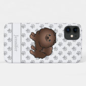 Brown Spitz Niedlich Cartoon Dog & Name Case-Mate iPhone Hülle (Rückseite (Horizontal))