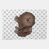Brown Spitz Niedlich Cartoon Dog & Paws Geschirrtuch (Horizontal)