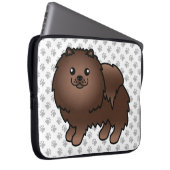 Brown Spitz Niedlich Cartoon Dog & Paws Laptopschutzhülle (Vorne Rechts)