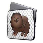 Brown Spitz Niedlich Cartoon Dog & Paws Laptopschutzhülle (Vorderseite Links)