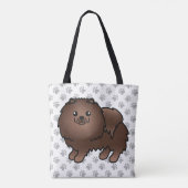 Brown Spitz Niedlich Cartoon Dog & Paws Tasche (Rückseite)