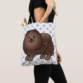 Brown Spitz Niedlich Cartoon Dog & Paws Tasche (Von Nahem)