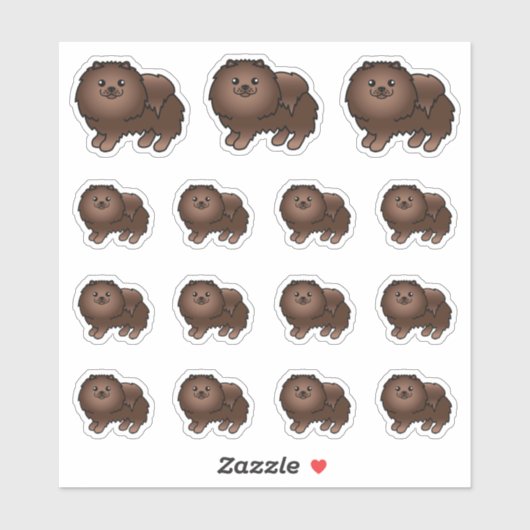 Brown Spitz Niedlich Cartoon Hunde Aufkleber (Blatt)