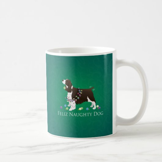 Brown Springer Spaniel Dog Feliz Naughty Dog Kaffeetasse (Rechts)