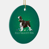 Brown Springer Spaniel Dog Feliz Naughty Dog Keramikornament (Rechts)