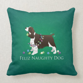 Brown Springer Spaniel Dog Feliz Naughty Dog Kissen
