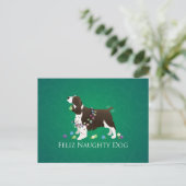 Brown Springer Spaniel Dog Feliz Naughty Dog Postkarte (Stehend Vorderseite)