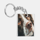 Brown springer spaniel portrait schlüsselanhänger (Vorderseite links)