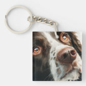 Brown springer spaniel portrait schlüsselanhänger (Vorderseite)