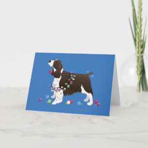Brown Springer Spaniel WeihnachtsIllustration Feiertagskarte
