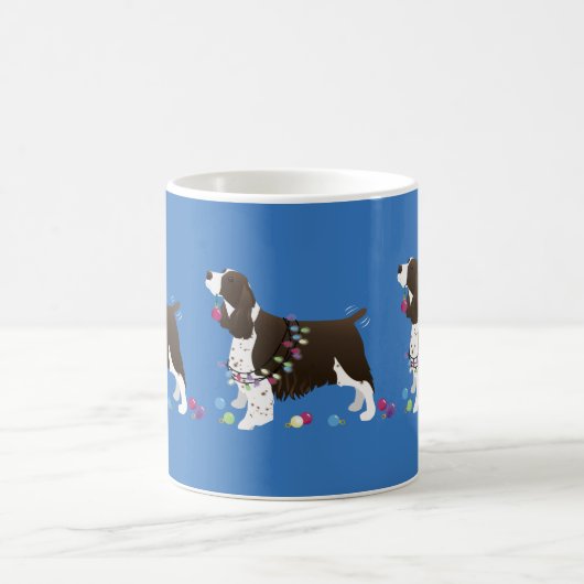 Brown Springer Spaniel WeihnachtsIllustration Kaffeetasse (Mittel)