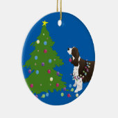 Brown Springer Spaniel WeihnachtsIllustration Keramikornament (Rechts)