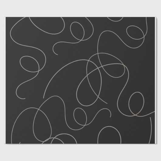 Brown Squiggg Lines Pattern Schwarzes Design Geschenkpapier (Flach)