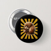 Brown Standard Poodle Retro Sunburst Button (Vorne & Hinten)