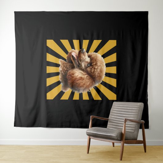 Brown Standard Poodle Retro Sunburst Wandteppich (Beispiel (Horizontal))