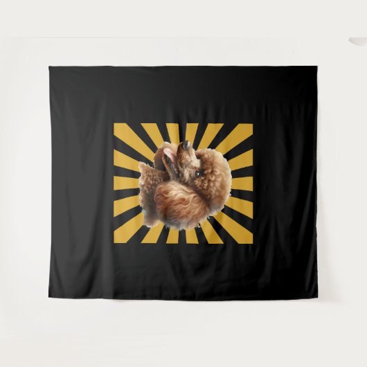 Brown Standard Poodle Retro Sunburst Wandteppich (Vorderseite (Horizontal))