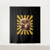 Brown Standard Poodle Retro Sunburst Wandteppich (Vorderseite)