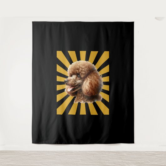 Brown Standard Poodle Retro Sunburst Wandteppich (Vorderseite)