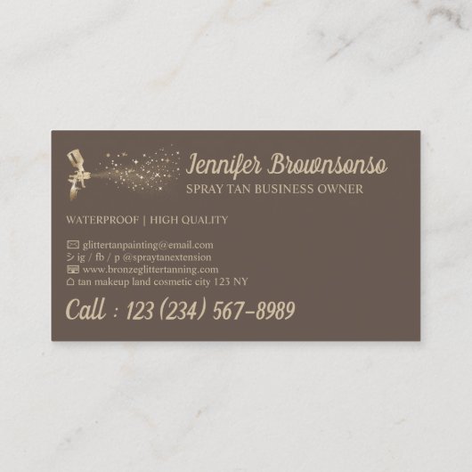 Brown Star Gold Mobile Body Paint Tan Spray Visitenkarte (Rückseite)