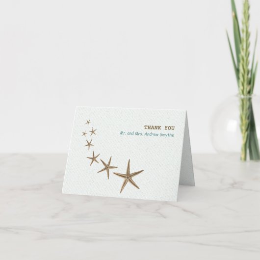Brown Starfish Blank Folded Note Card Dankeskarte (Vorderseite)