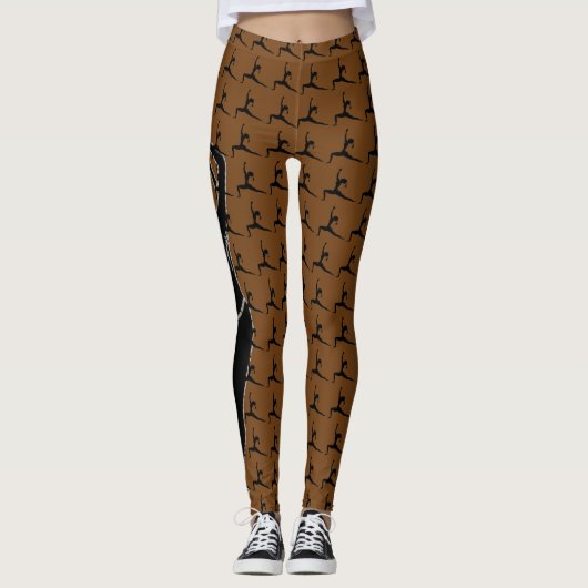 Brown Stehend Yoga Pose Silhouette Leggings (Vorderseite)
