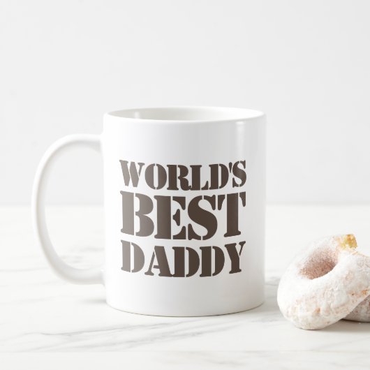 Brown Stencil Text World's Best Daddy Kaffeetasse (Mit Donut)