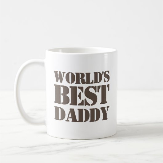 Brown Stencil Text World's Best Daddy Kaffeetasse (Links)